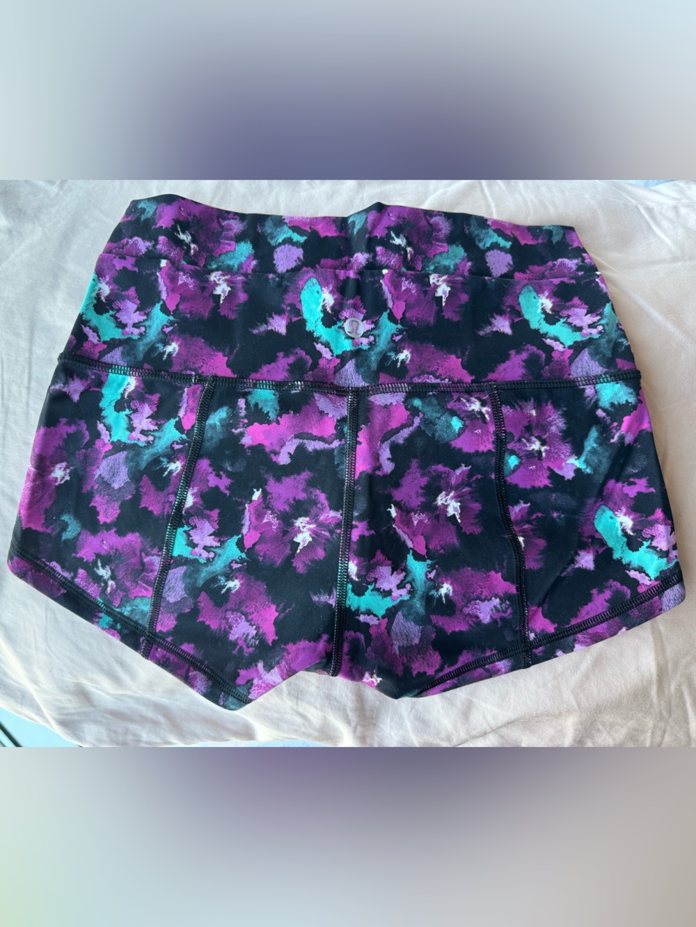 lululemon athletica Purple Teal Floral Print Athletic Shorts